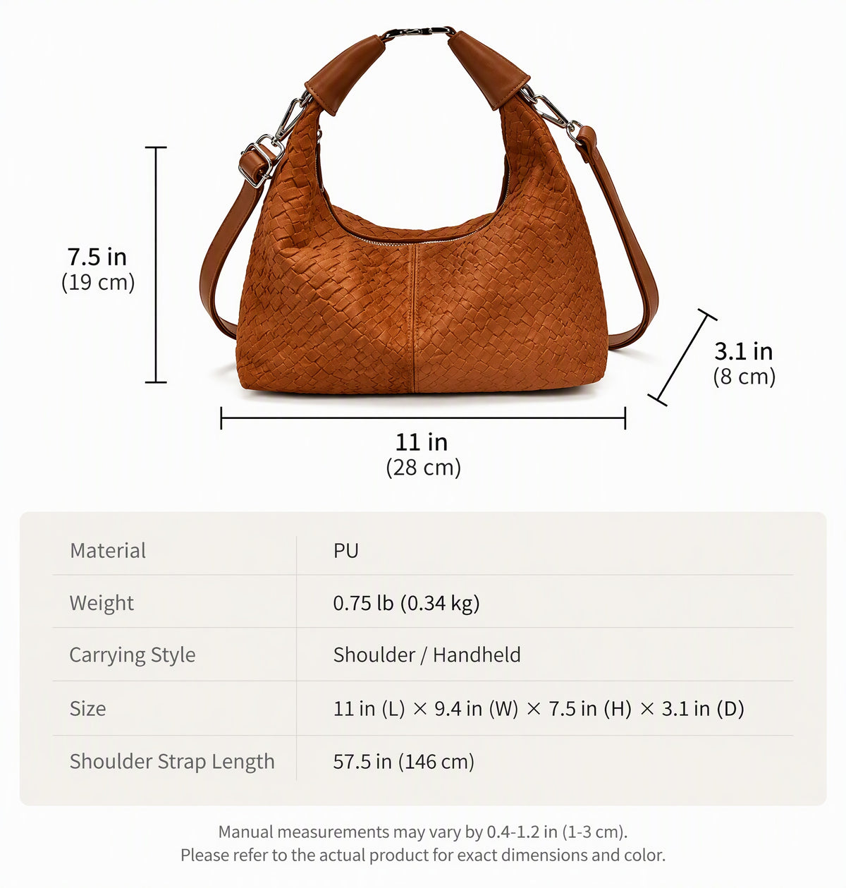 Vintage Woven Hobo Bag with Convertible Strap