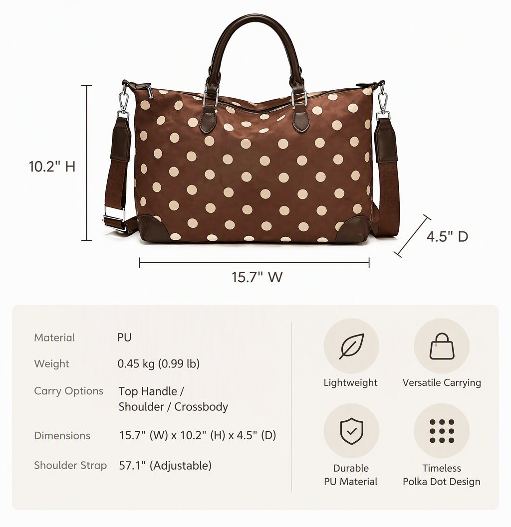 Retro Polka Dot Carryall with Strap