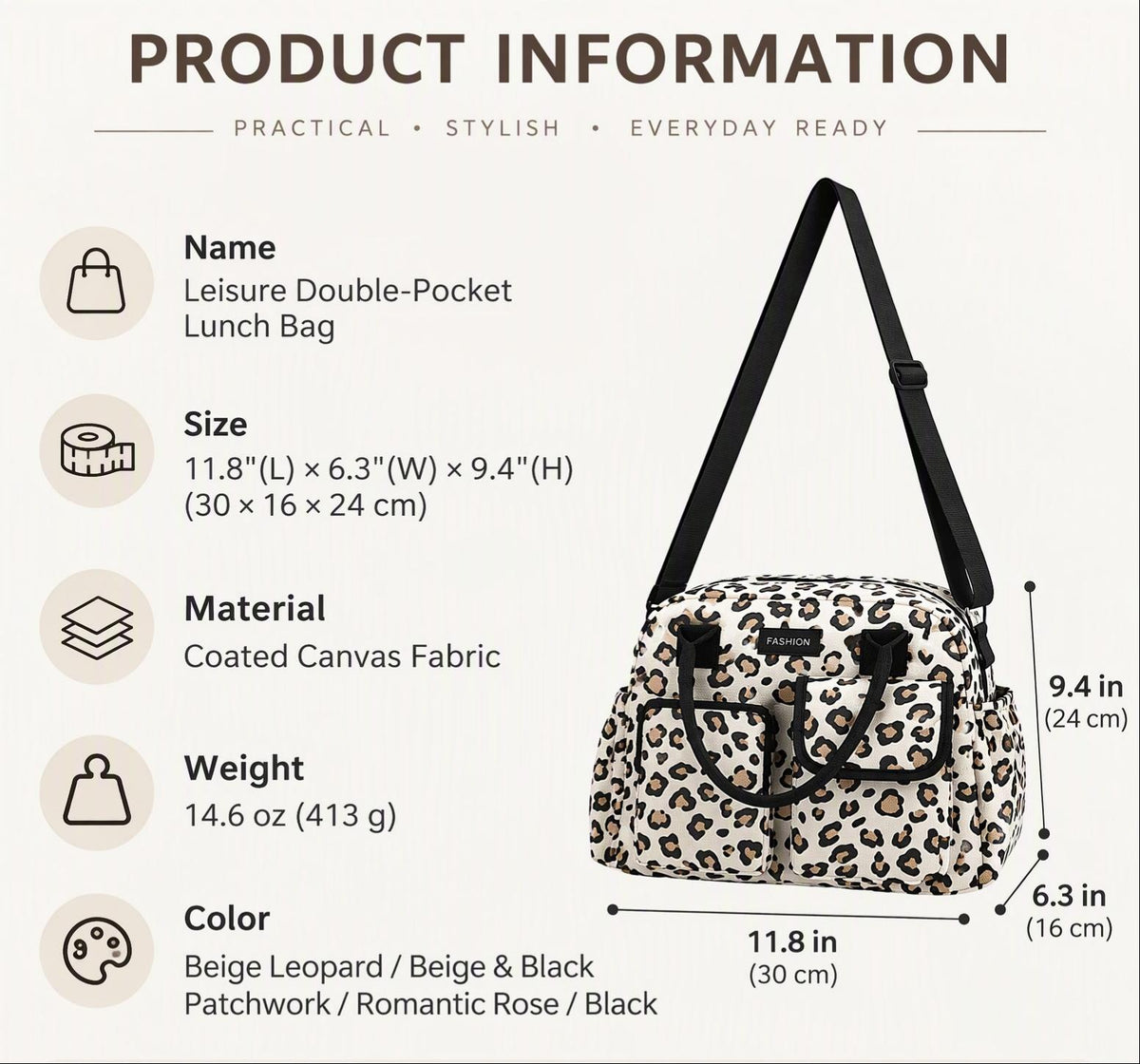Waterproof Insulated Double Pocket Lunch Tote Bag