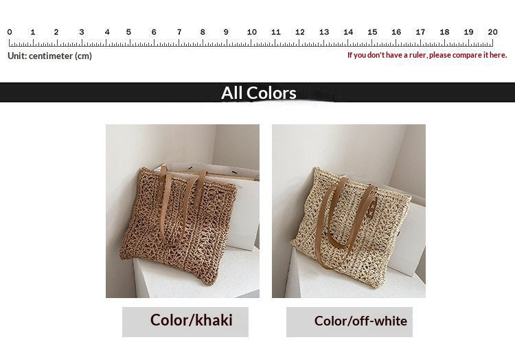 Women Straw Woven Beach Large Shoulder Handheld Forest Bag
