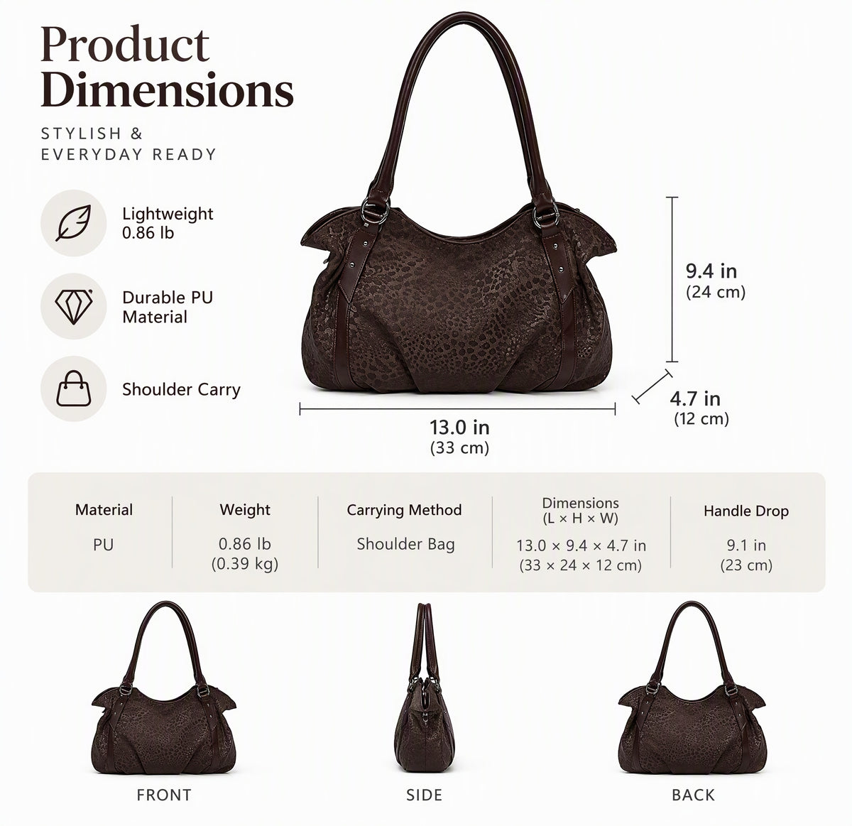 Retro Inspired Shoulder Bag with Elevated Texture