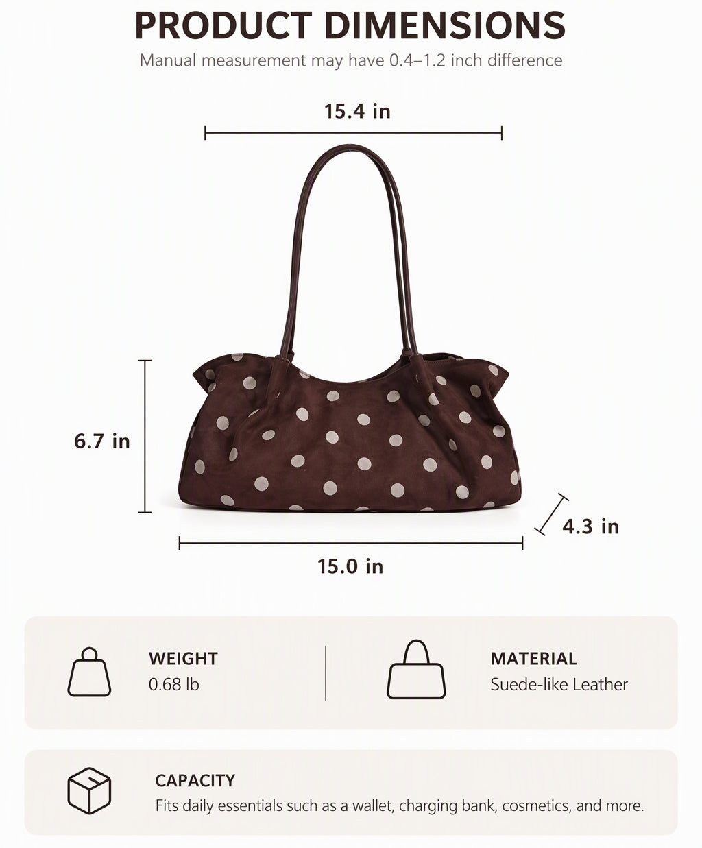 Vintage Polka Dot Suede-Look Shoulder Bag