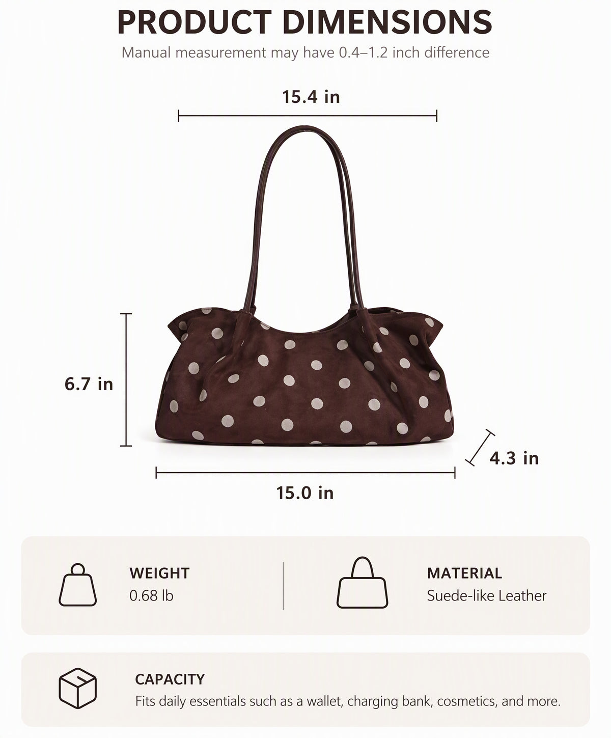 Vintage Polka Dot Suede-Look Shoulder Bag