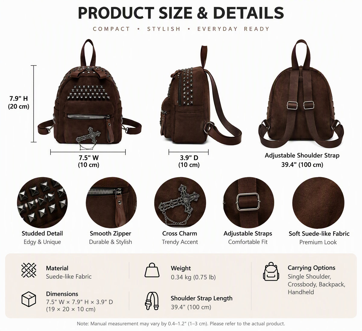 Vintage Studded Mini Suede Backpack