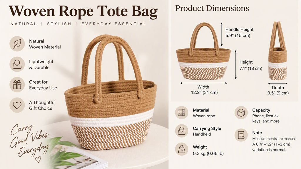 Color Block Crochet Bucket Tote Bag with Double Handles