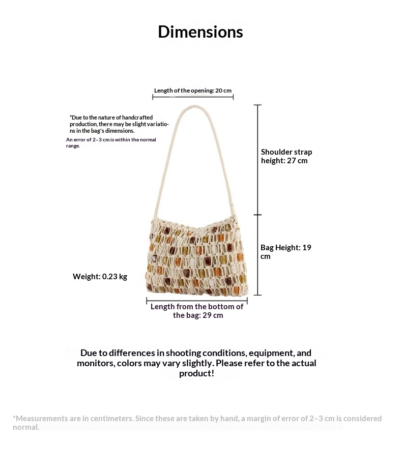 Boho Waxed Cord Handwoven Beaded Shoulder Bag