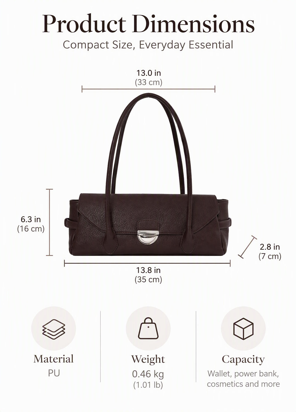 Structured East-West Shoulder Bag with Polished Clasp