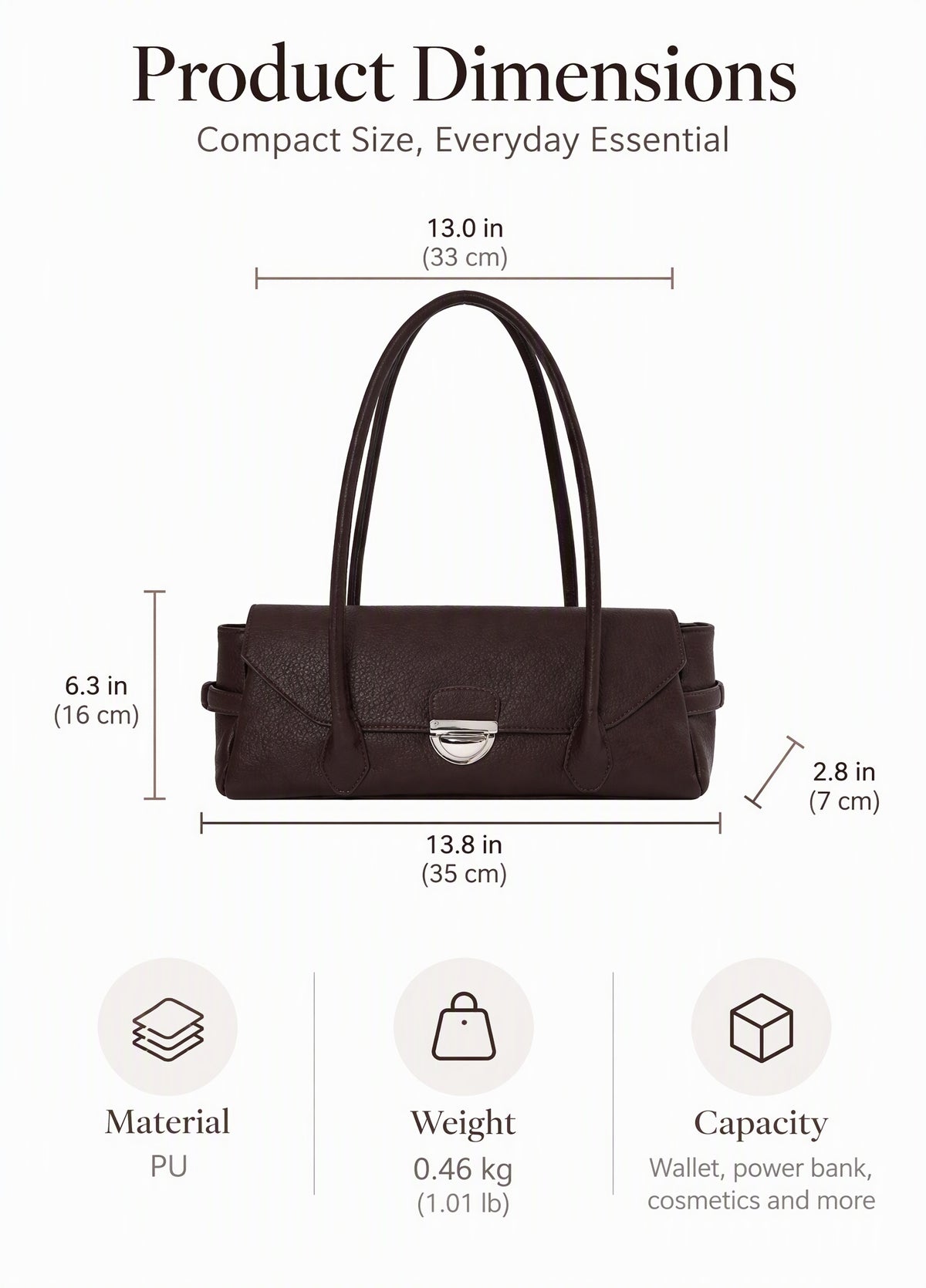 Structured East-West Shoulder Bag with Polished Clasp