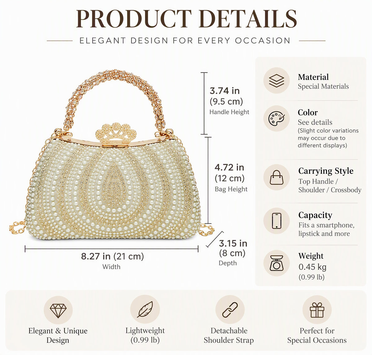 Shining Rhinestone Clutch Bag with Chain Strap