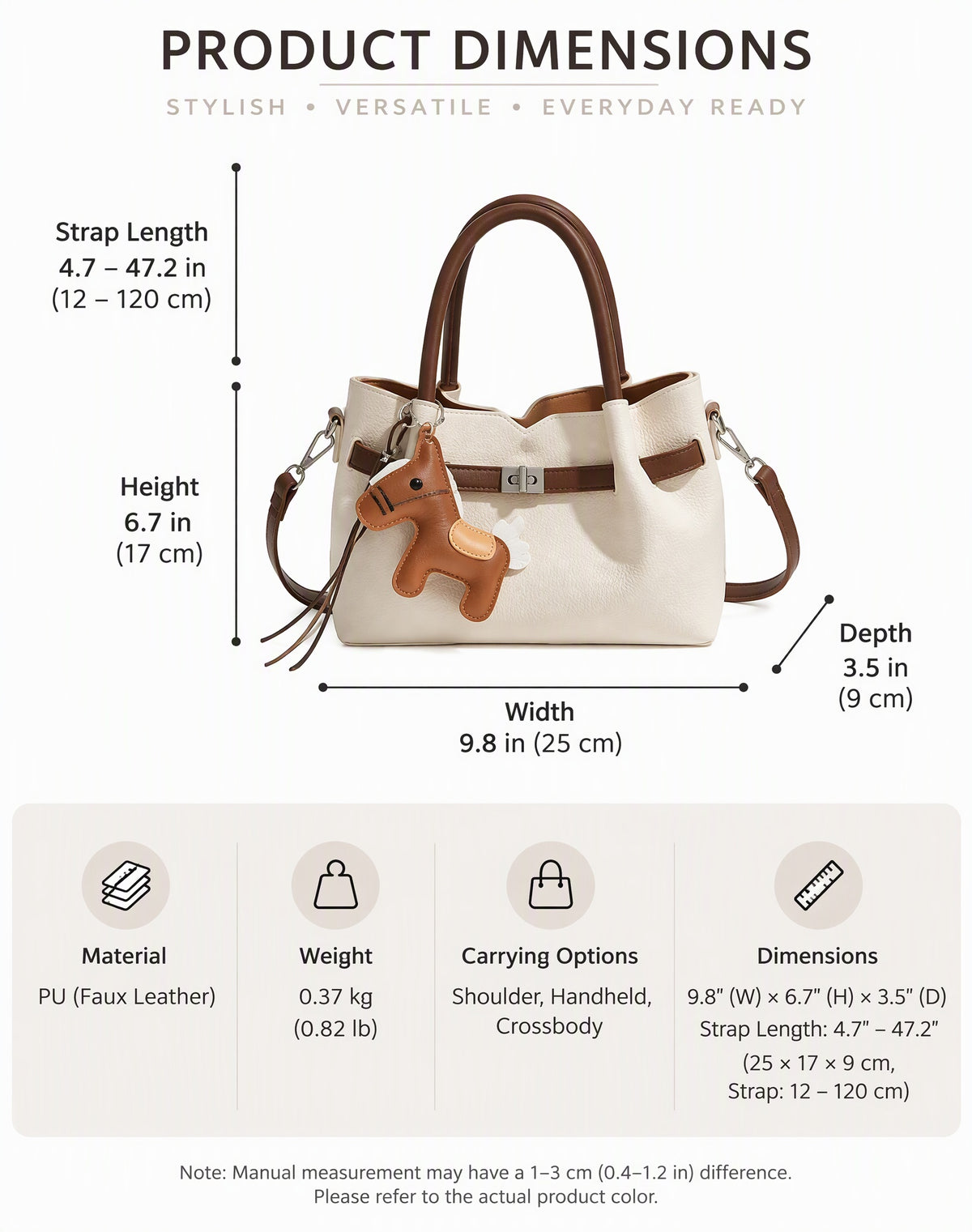Mini Textured Faux Leather Handbag with Metal Hardware Accent