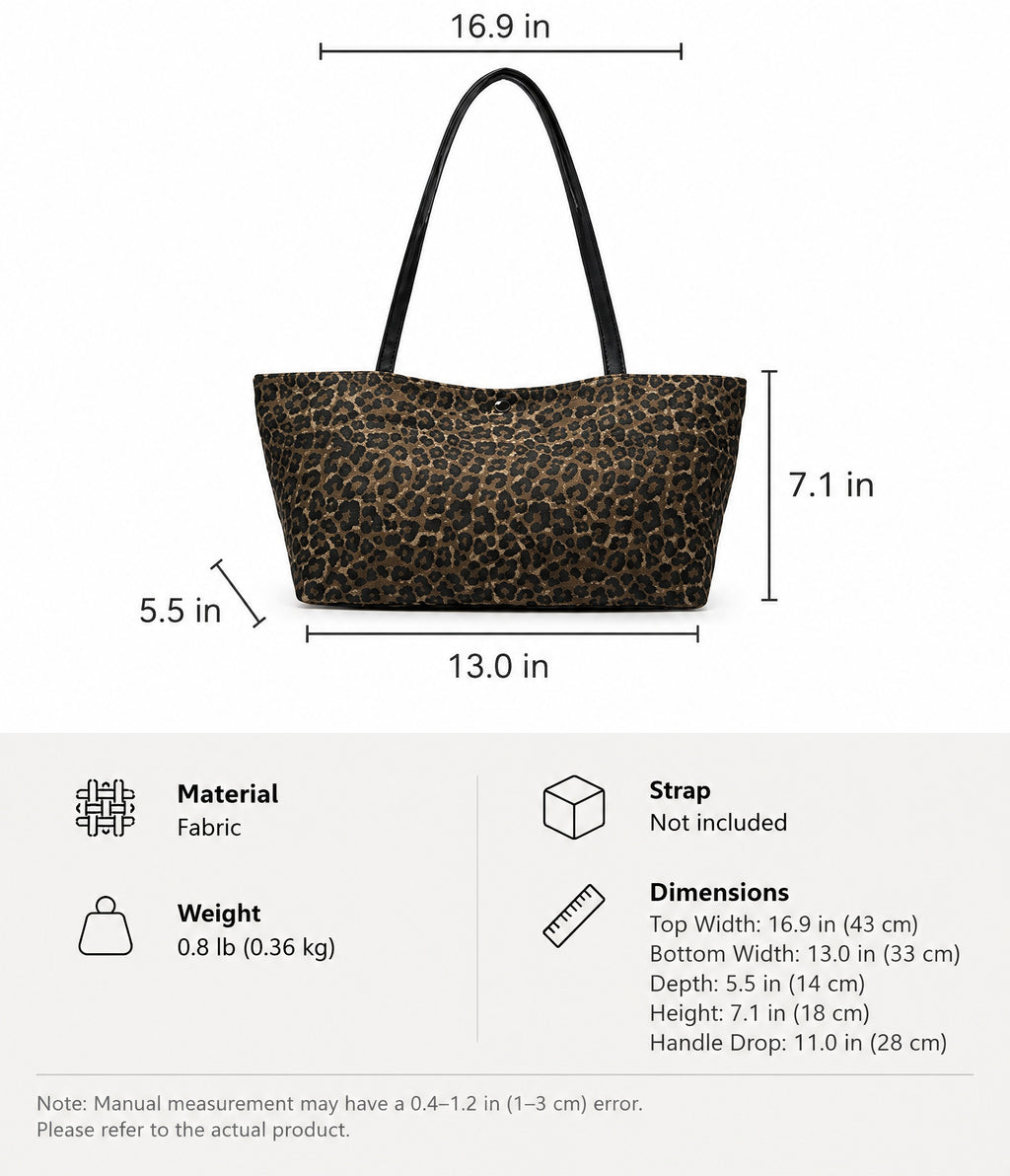Classic Leopard Print Tote with Snap Closure