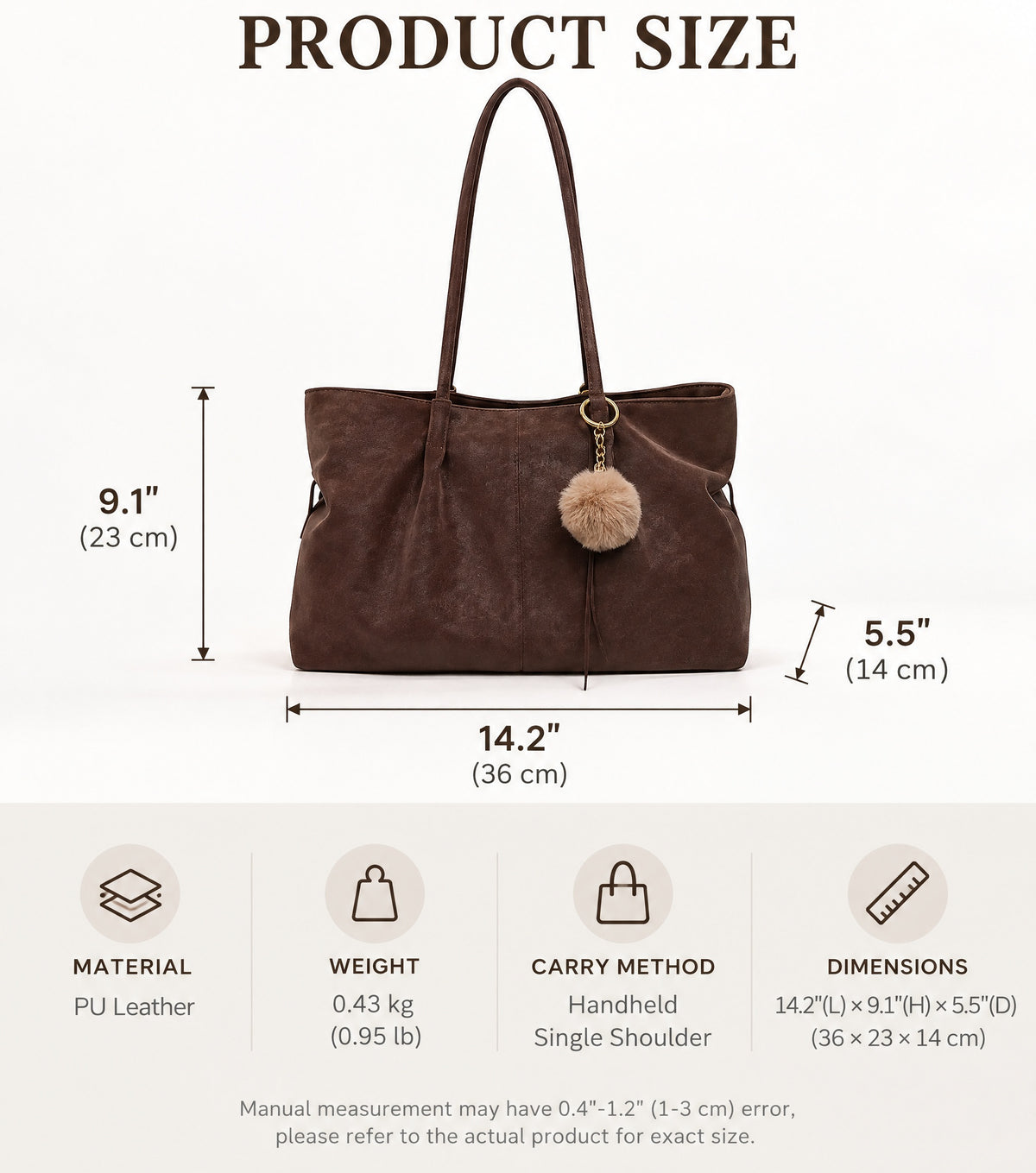 Soft PU Leather Carryall Tote Bag