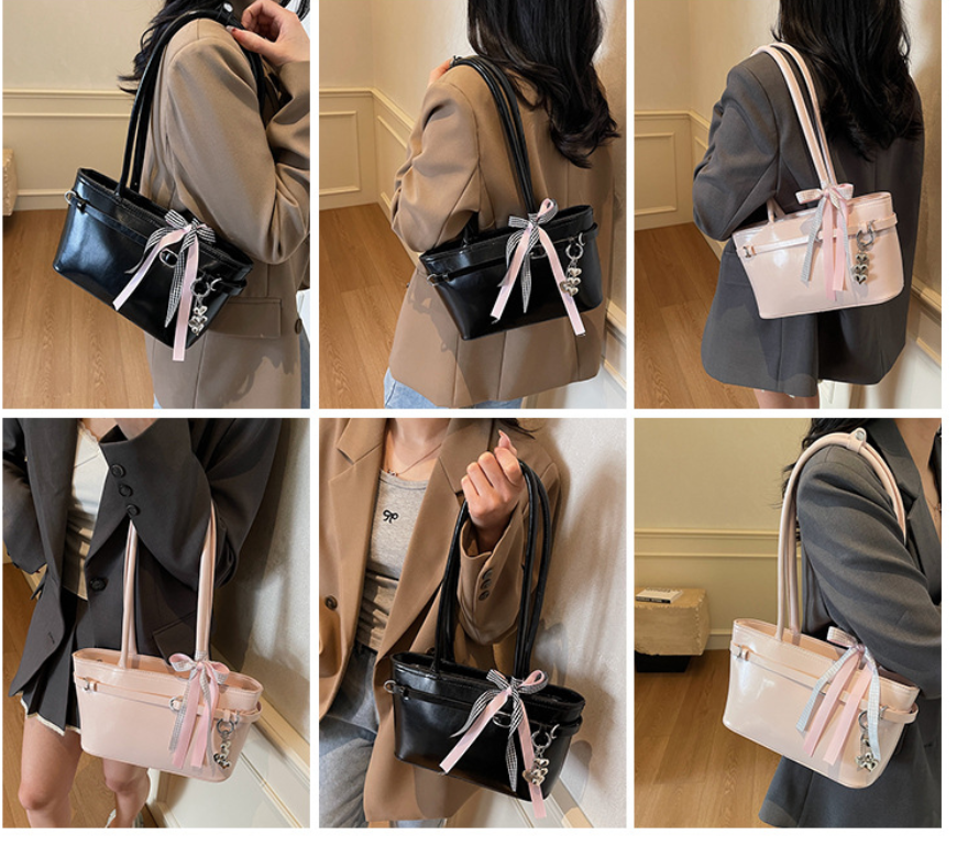Sweet Mini Shoulder Bag with Bow Detail and Belt Buckle