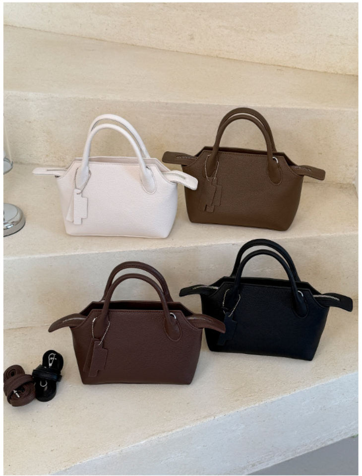 Compact Structured Shoulder Bag with Detachable Crossbody Strap