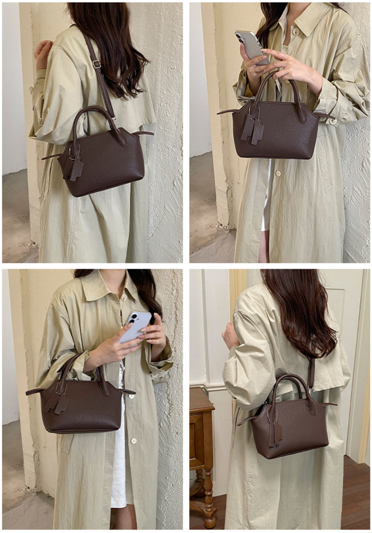 Compact Structured Shoulder Bag with Detachable Crossbody Strap
