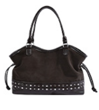Vintage Suede Studded Shoulder Tote Bag