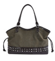 Vintage Suede Studded Shoulder Tote Bag