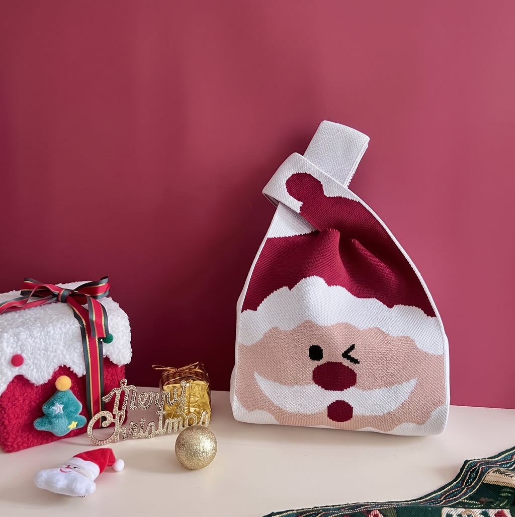 Christmas Festive Prints Polyester Knit Tote Bag
