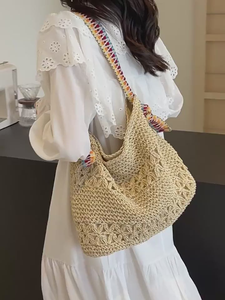 Women Lazy Straw 2026  New Versatile Shoulder Commute Beach Bag