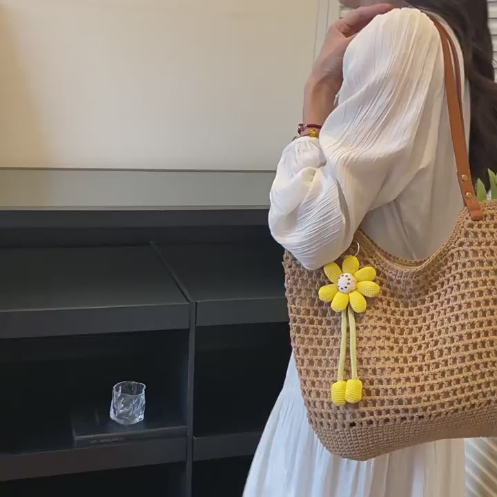 2026 Spring New Large Straw Casual Tote Beach Woven Shoulder Bag