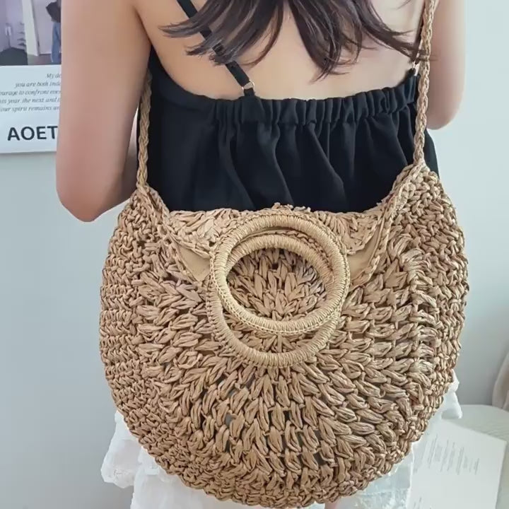 Women Forest Straw Shoulder Beach 2026 New Travel Chain Crossbody Bag