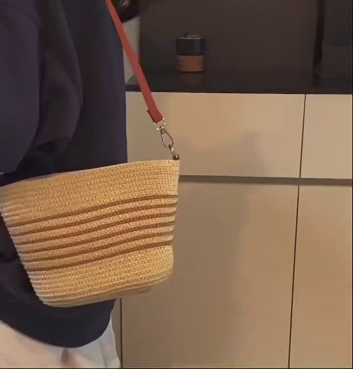 Women Summer Trend Straw Small 2026 New Beach Woven Crossbody Bucket Bag