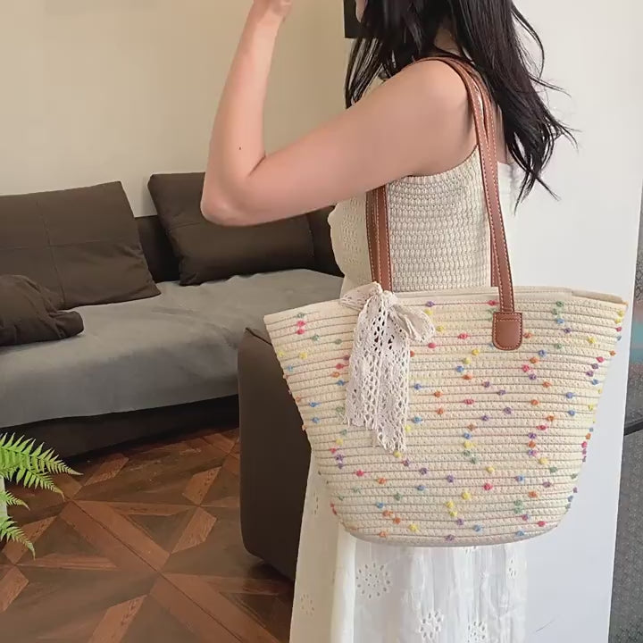 Trendy Large Woven Straw 2026 Spring Casual Unique Beach Shoulder Bag