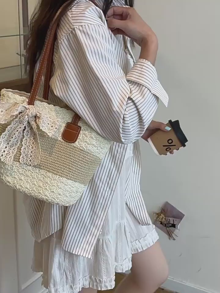 Women Artistic Fresh Woven 2026 Spring New Casual Handbag Tote Bag