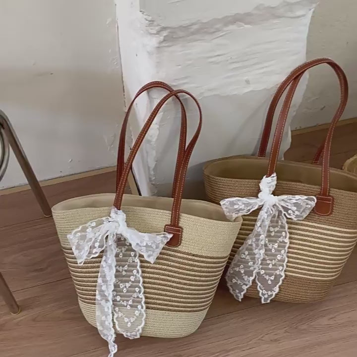 Women Straw Large New Unique Beach Woven Commute Tote Bag