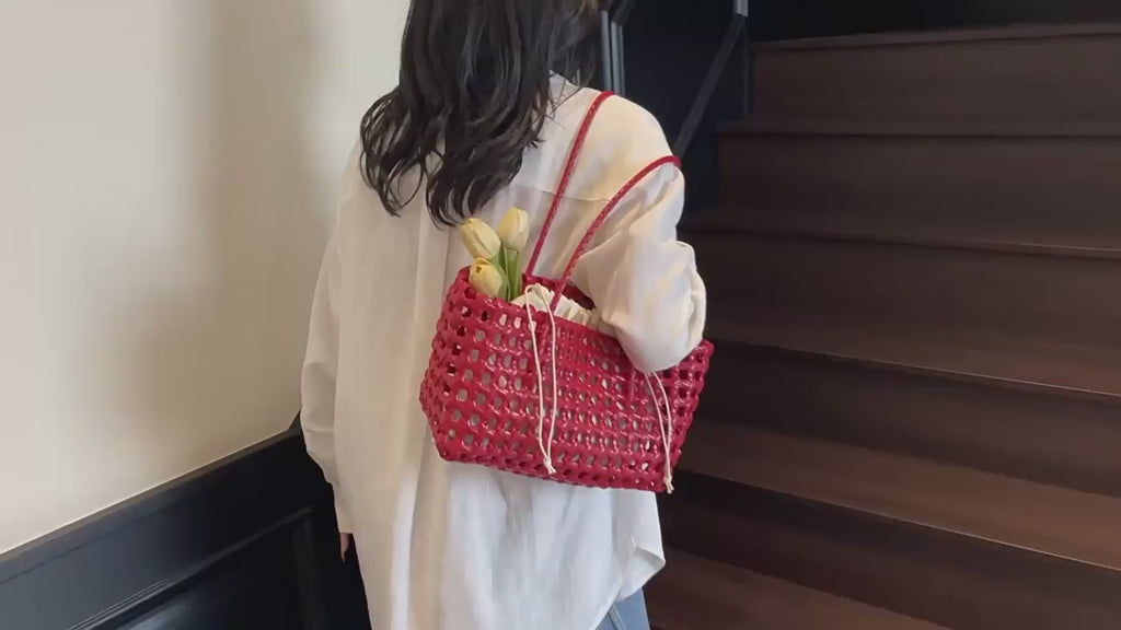 2026 Hollow Woven Summer Beach Shopping Shoulder Handheld Bag