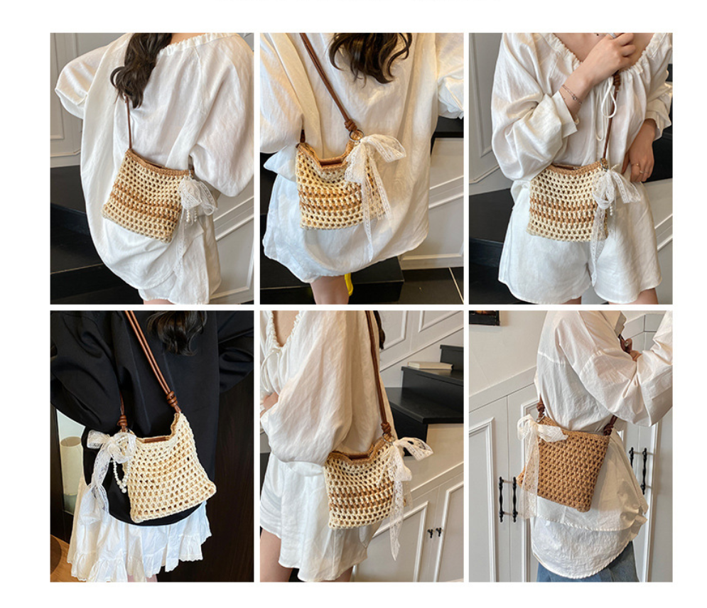 Fresh Sweet Bow Crossbody Phone 2026 New Cotton Woven Summer Beach Bag