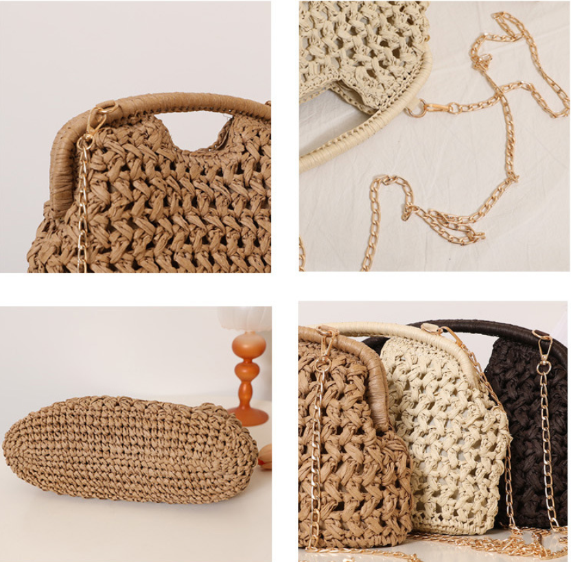 Crossbody Hollow Clasp Straw New Fashion Clutch Woven Beach Bag