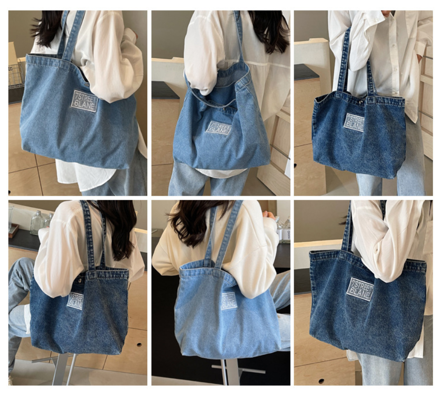 New Denim Shoulder Large Shopping Mom Artistic Student Commute Bag