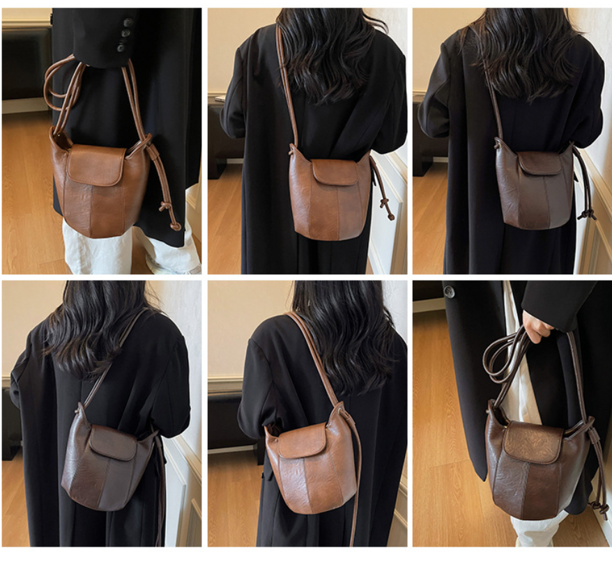 Women Versatile Maillard Bucket 2026 New Premium Vintage Shoulder Crossbody Bag