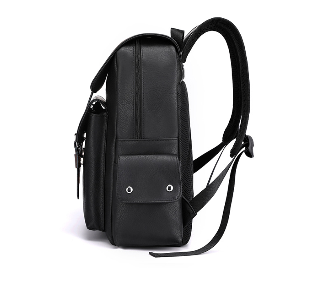 Large Soft PU Leather Casual Business Laptop Travel Backpack