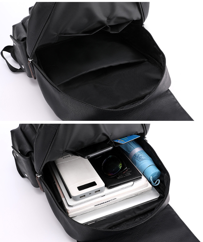 Large Soft PU Leather Casual Business Laptop Travel Backpack