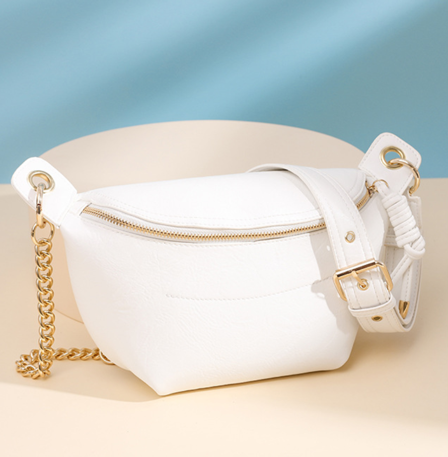 Women Vintage New PU Chest Chain Waist Fashion Bag