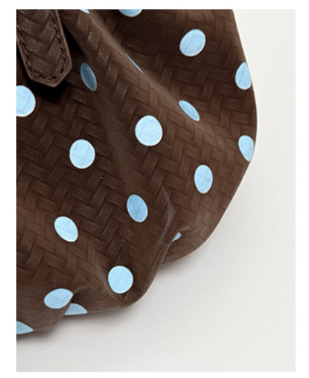 Polka Dot Ruched Shoulder Bag with Bow Detail