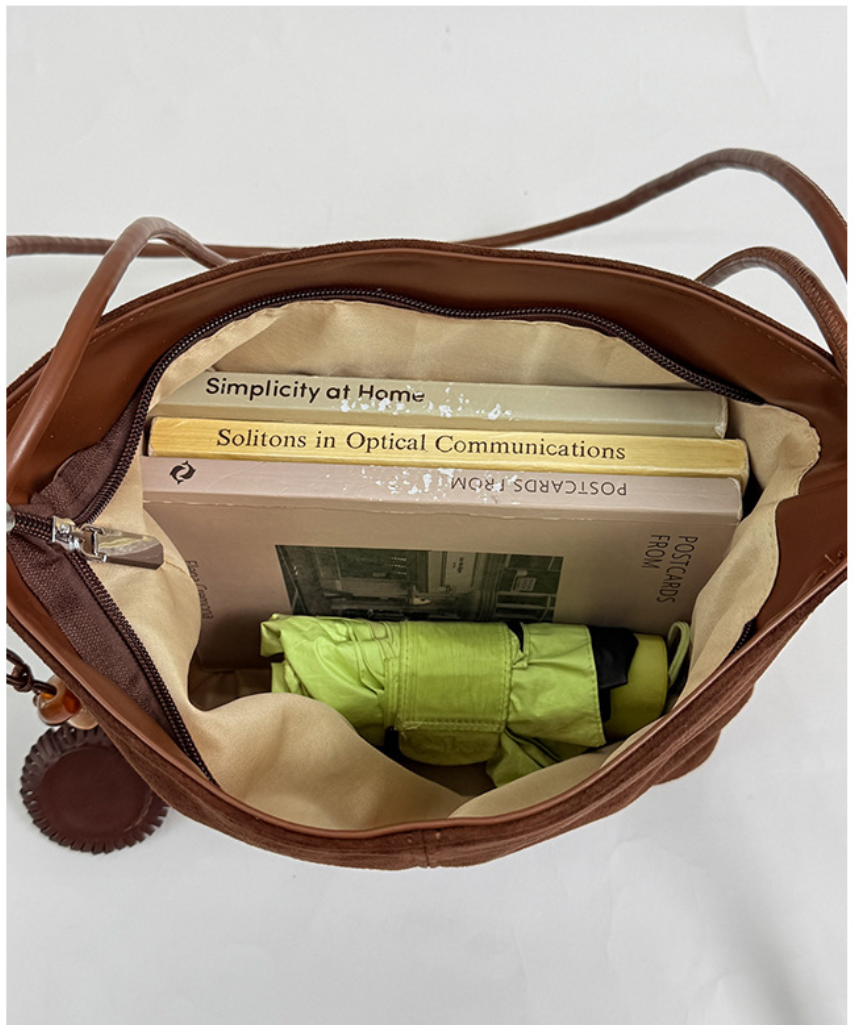 Vintage Suede-Look Hobo Shoulder Bag