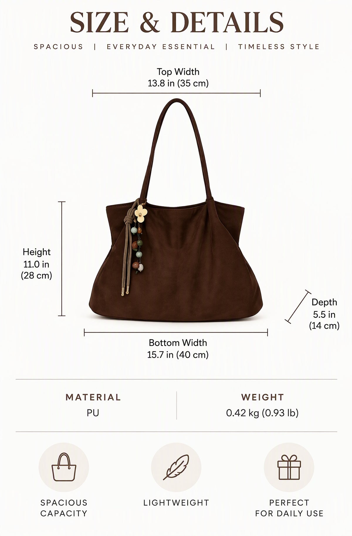Vintage Suede-Look Oversized Slouchy Tote Bag