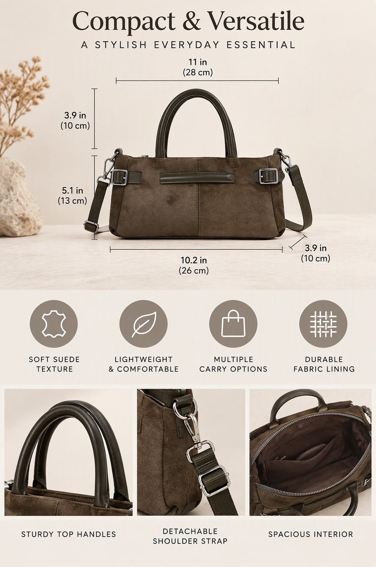 Vintage East-West Bag with Buckle Details