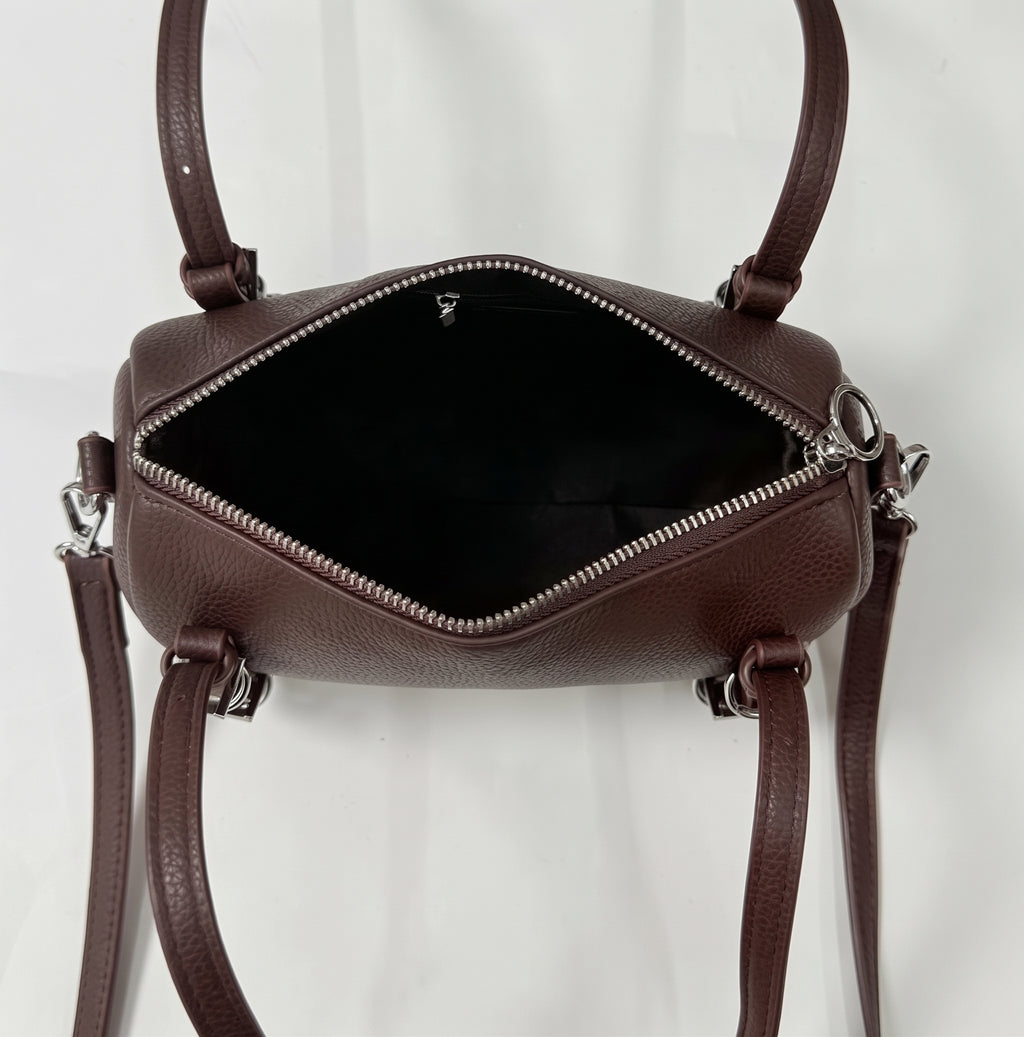 Vintage Barrel Bag with Double Buckle Accents