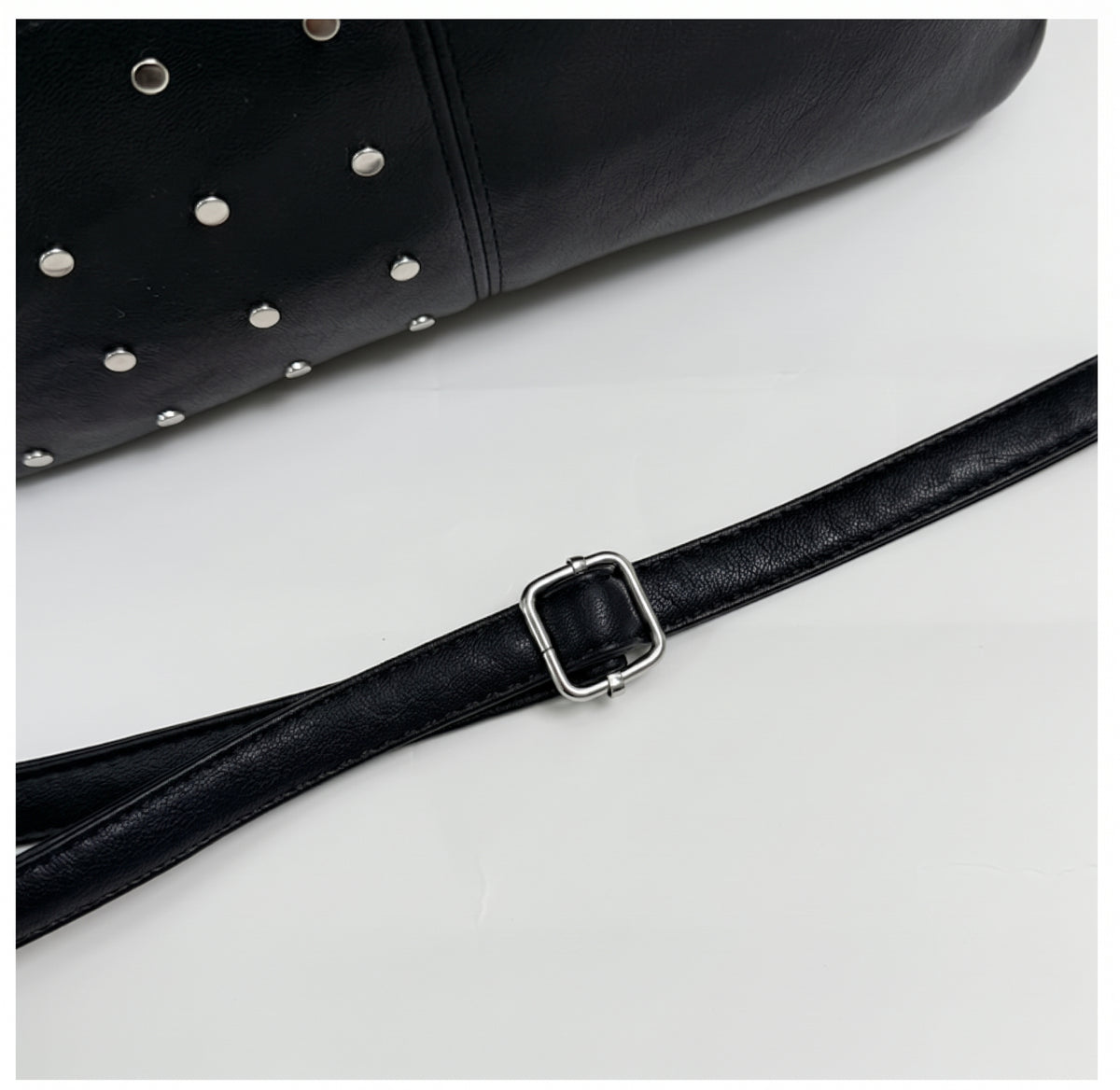 Vintage Studded Satchel Bag with Crossbody Strap