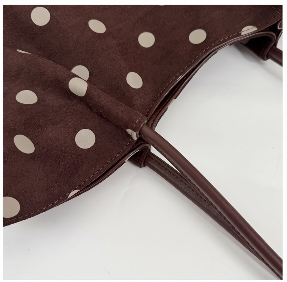 Vintage Polka Dot Suede-Look Shoulder Bag