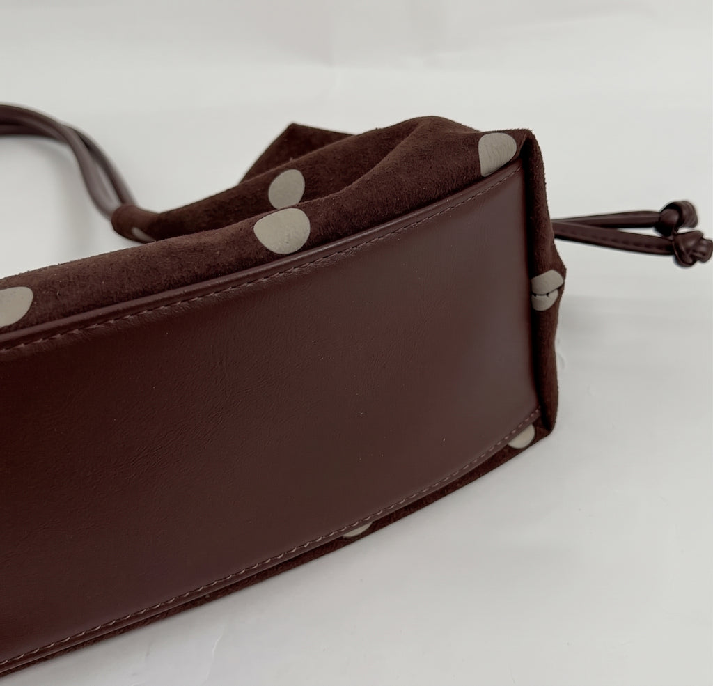 Vintage Polka Dot Suede-Look Shoulder Bag