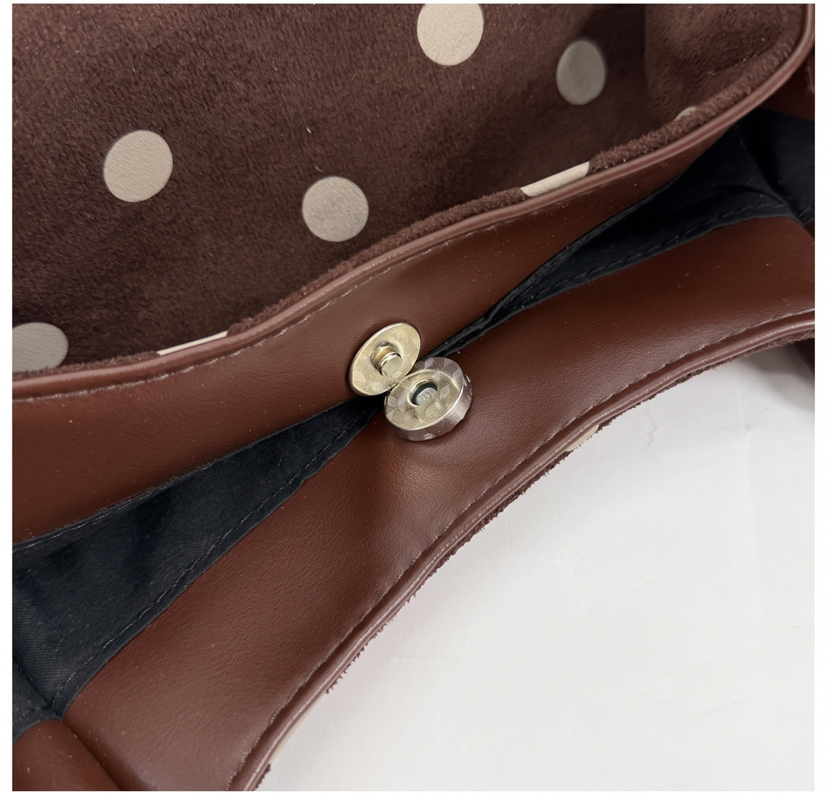 Vintage Polka Dot Suede-Look Shoulder Bag