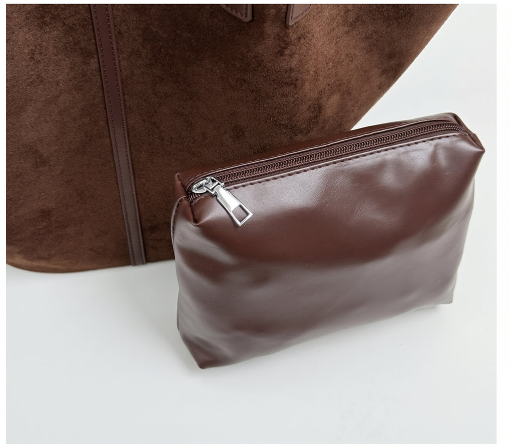 Minimalist Vintage Suede Tote Shoulder Bag