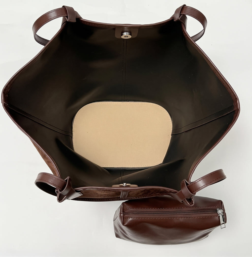 Minimalist Vintage Suede Tote Shoulder Bag