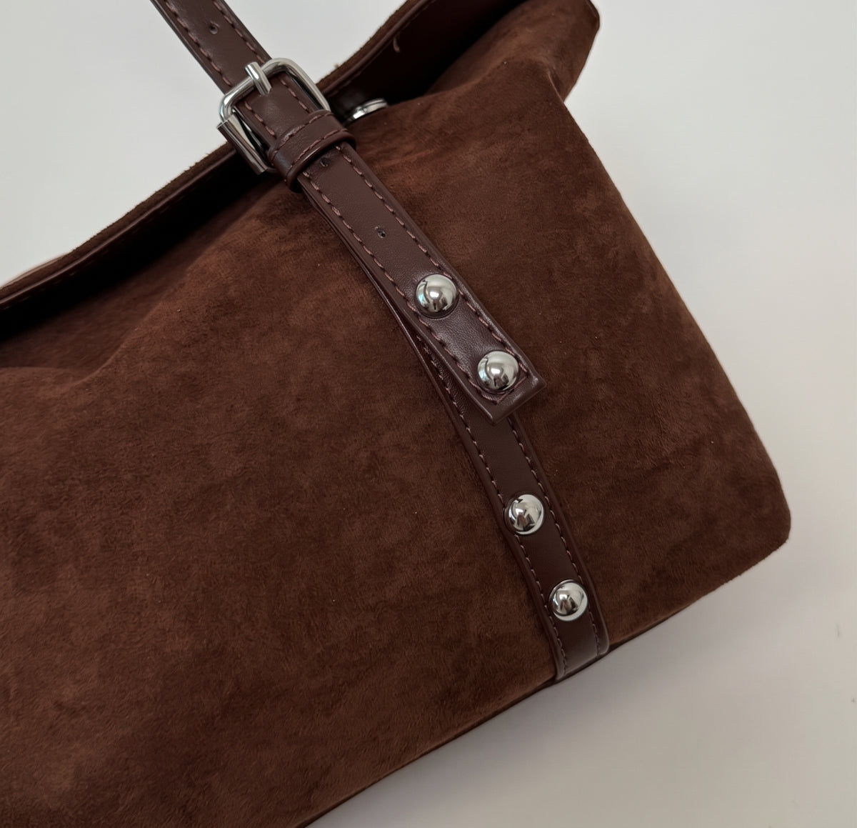 Vintage Suede Shoulder Bag with Mini Pouch and Adjustable Strap