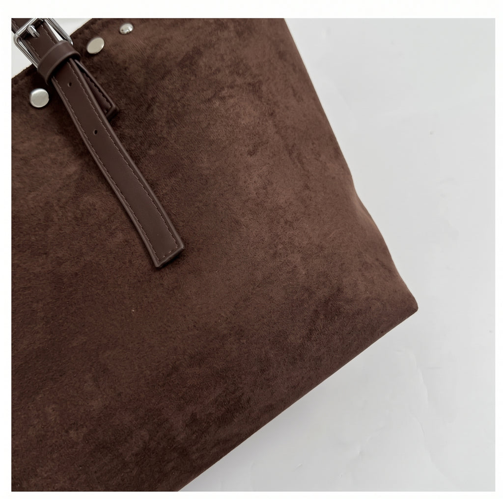 Studded Suede Tote with Adjustable Shoulder Straps